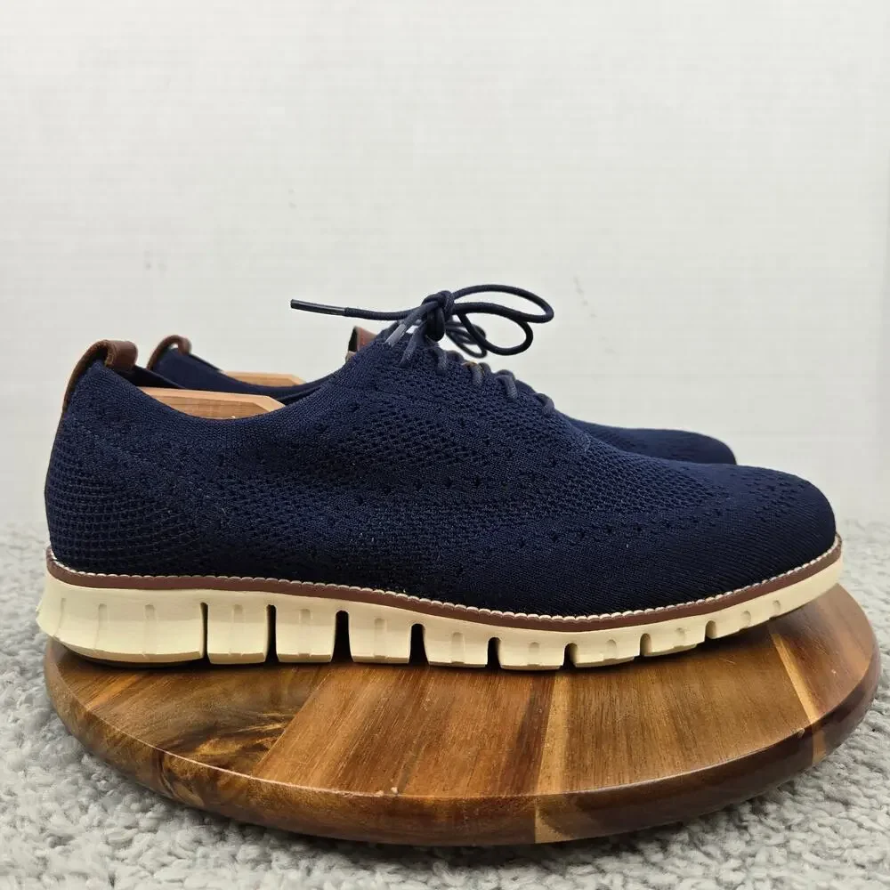Cole Haan Mens 11M ZeroGrand Wingtip Marine Blue Stitchlite Casual Oxford Shoe